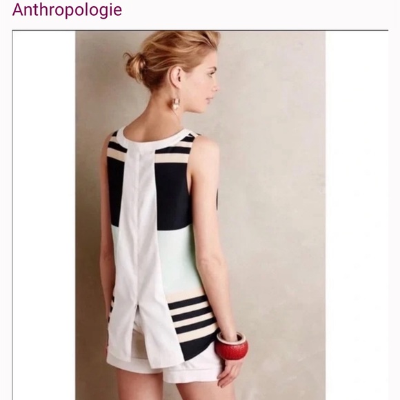 Anthropologie Troubadour Sleeveless Blouse, Size 6P, Black/Green/Cream - Picture 7 of 7